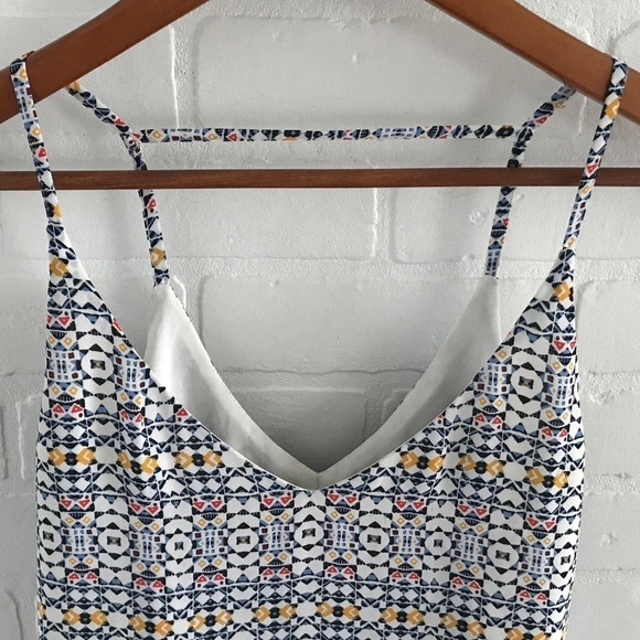 H&M Tank top Chiffon Southwesterm print Navy/Marigold/butter yellow cream/red M - Picture 1 of 8